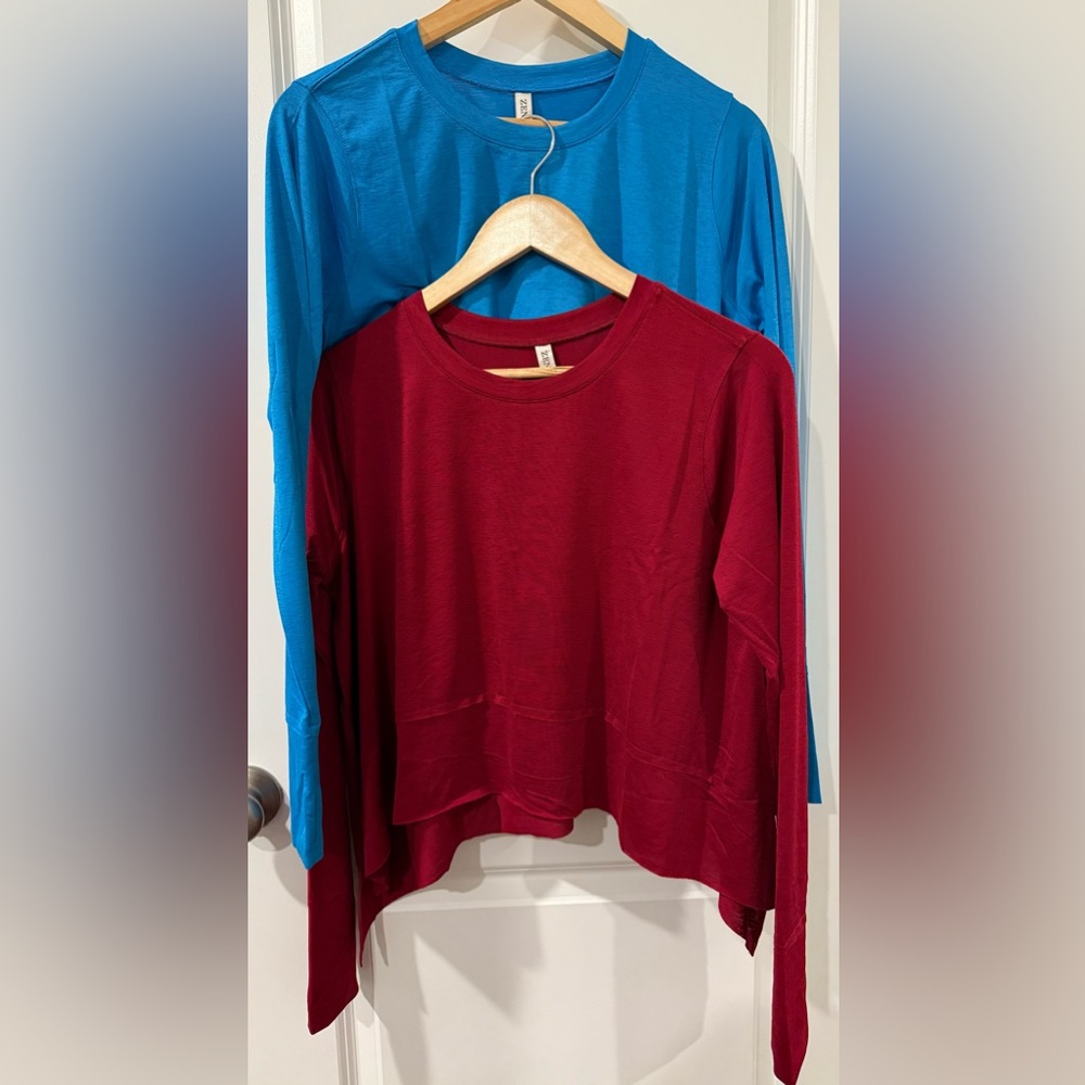 Zenana (2) Long Sleeve Women's Fitness Top Duo - Picture 1 of 6